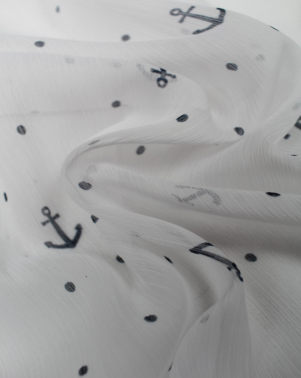 White And Black Polka Dots Print Polyester Chiffon Fabric