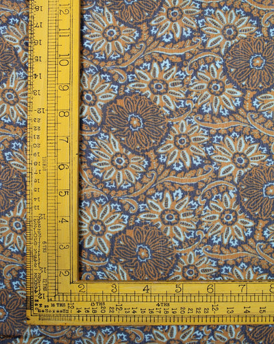 Navy Blue And Multicolor Floral Print Polyester Chiffon Fabric