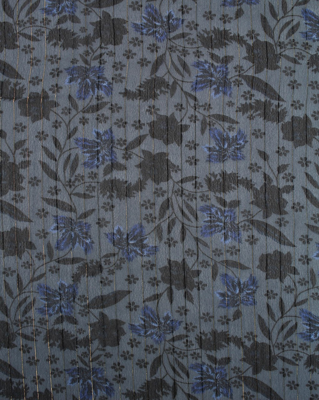 Light Blue And Multicolor Floral Print Polyester Chiffon Fabric