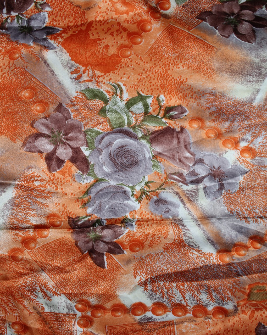 Multicolor Floral Print Polyester Satin Fabric