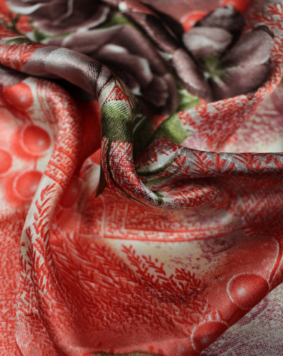 Multicolor Floral Print Polyester Satin Fabric