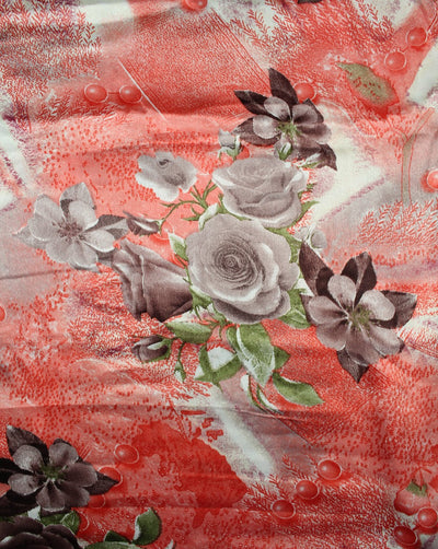 Multicolor Floral Print Polyester Satin Fabric
