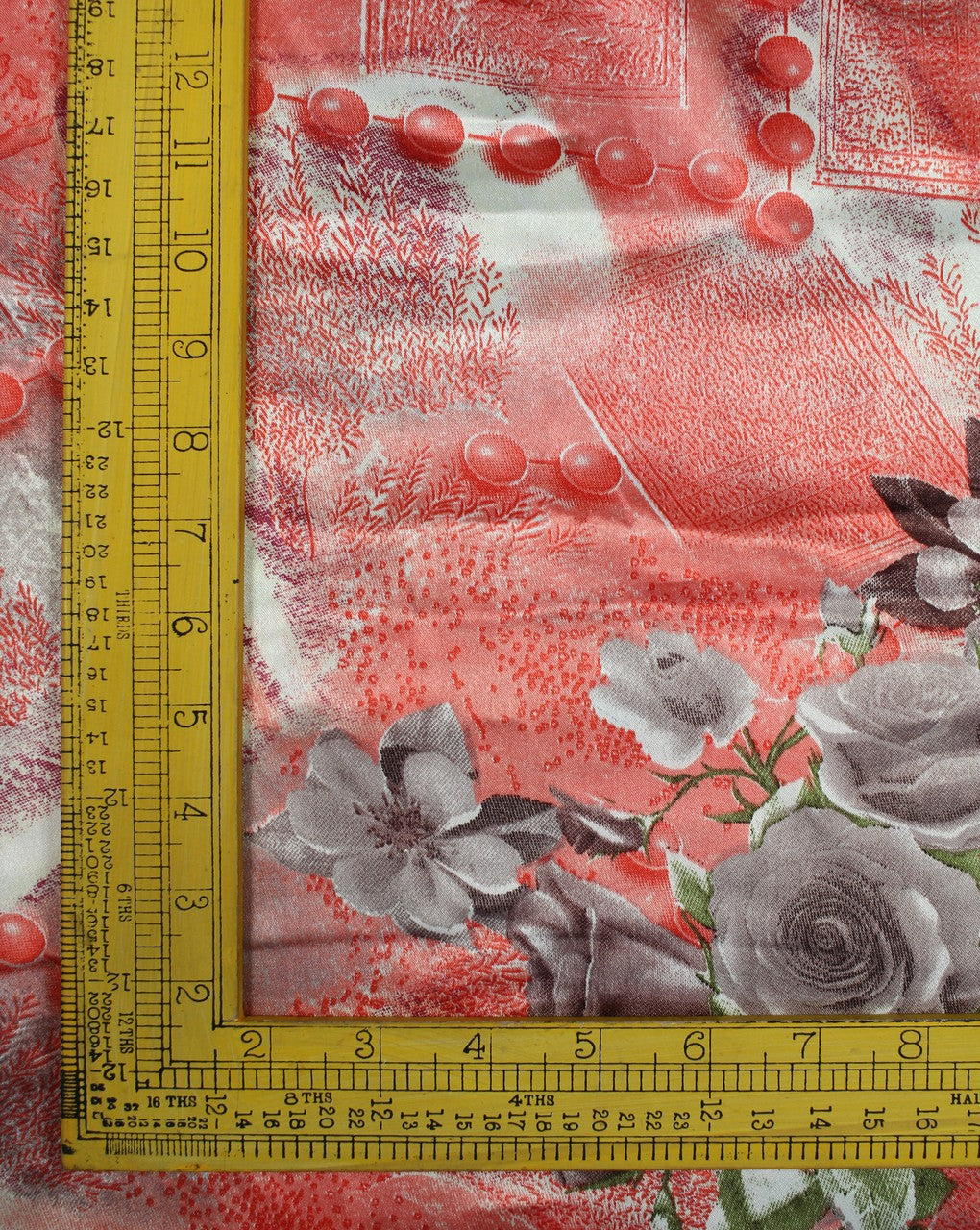 Multicolor Floral Print Polyester Satin Fabric