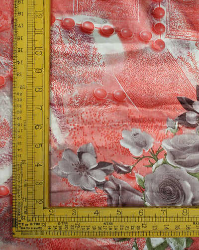 Multicolor Floral Print Polyester Satin Fabric