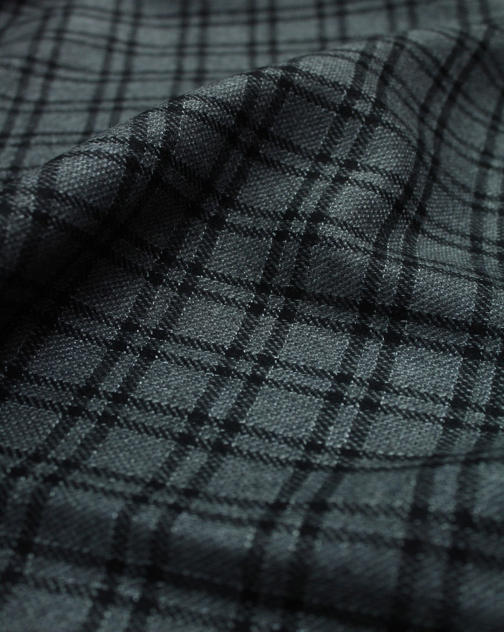 Grey And Black Checks Woolen Tweed Fabric