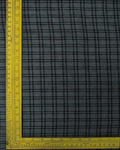Grey And Black Checks Woolen Tweed Fabric
