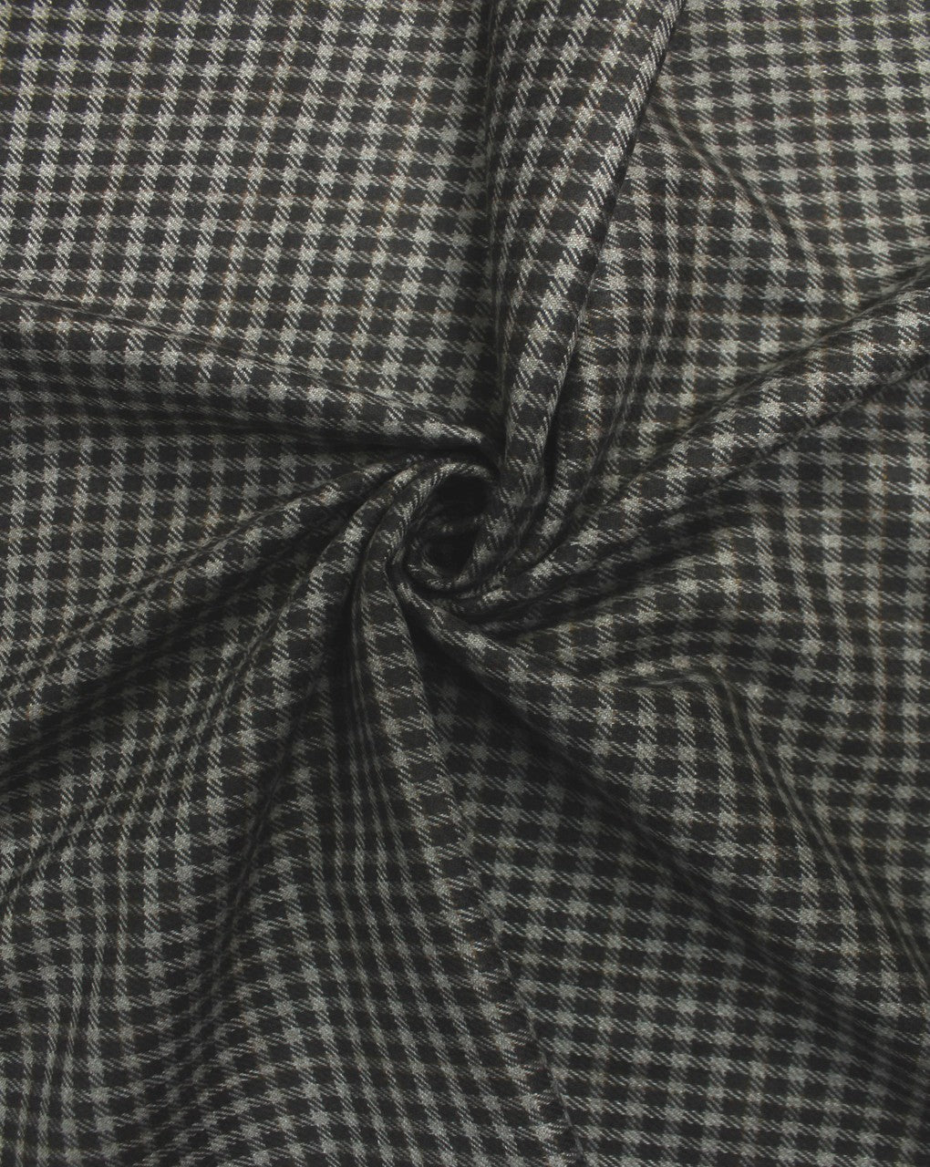 Black And Grey Checks Woolen Tweed Fabric