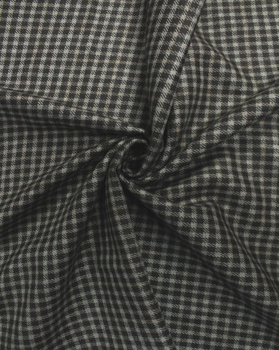 Black And Grey Checks Woolen Tweed Fabric