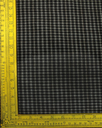 Black And Grey Checks Woolen Tweed Fabric