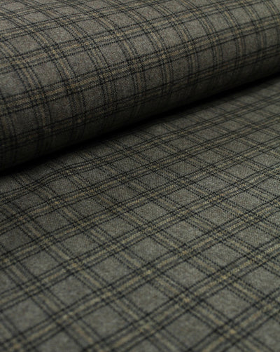 Brown And Black Checks Design Woolen Tweed Fabric