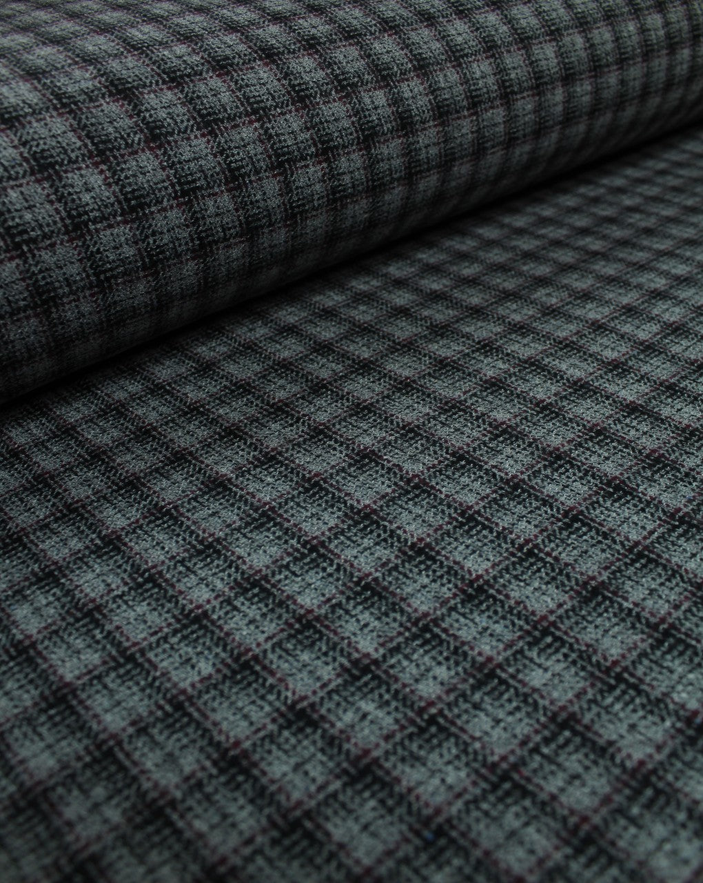 Grey And Black Checks Design Woolen Tweed Fabric