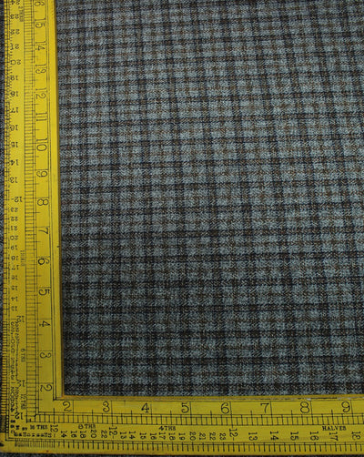 Black And Silver Checks Woolen Tweed Fabric