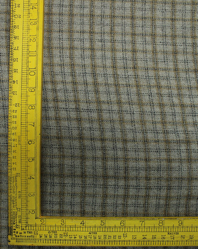 Grey And Black Checks Design Woolen Tweed Fabric