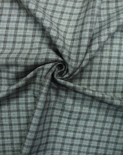 Silver And Black Checks Woolen Tweed Fabric
