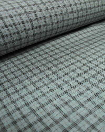 Silver And Black Checks Woolen Tweed Fabric