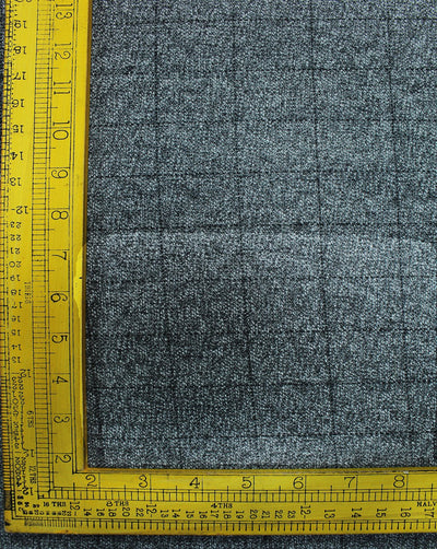 Grey And Black Checks Design Woolen Tweed Fabric