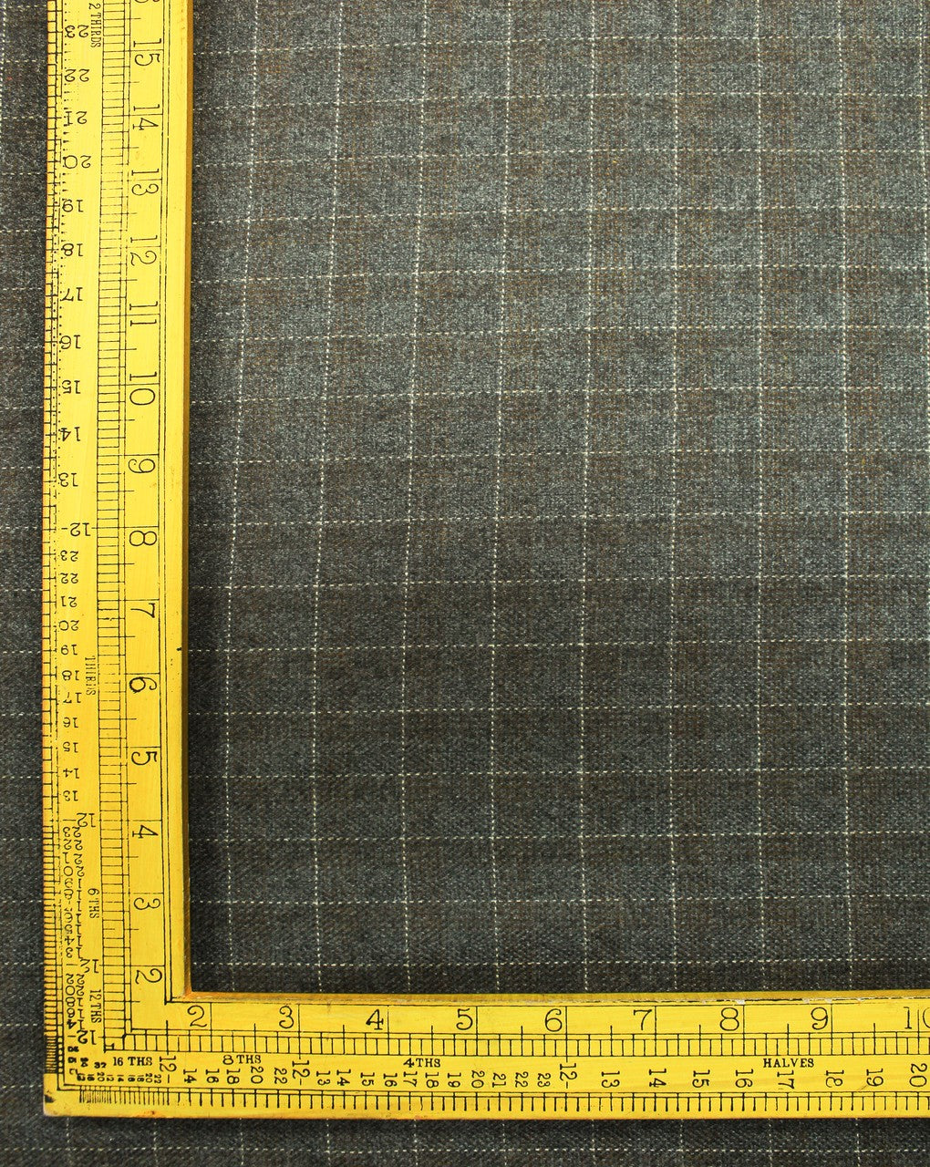 Grey And Golden Checks Design Woolen Tweed Fabric