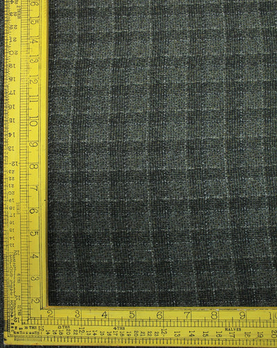 Grey And Black Checks Design Woolen Tweed Fabric