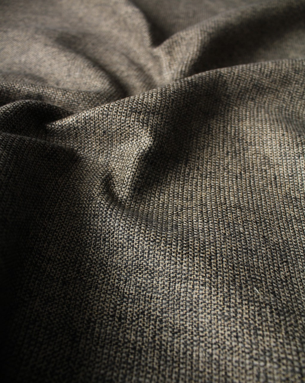 Dark Black and Cream Woolen Tweed Fabric