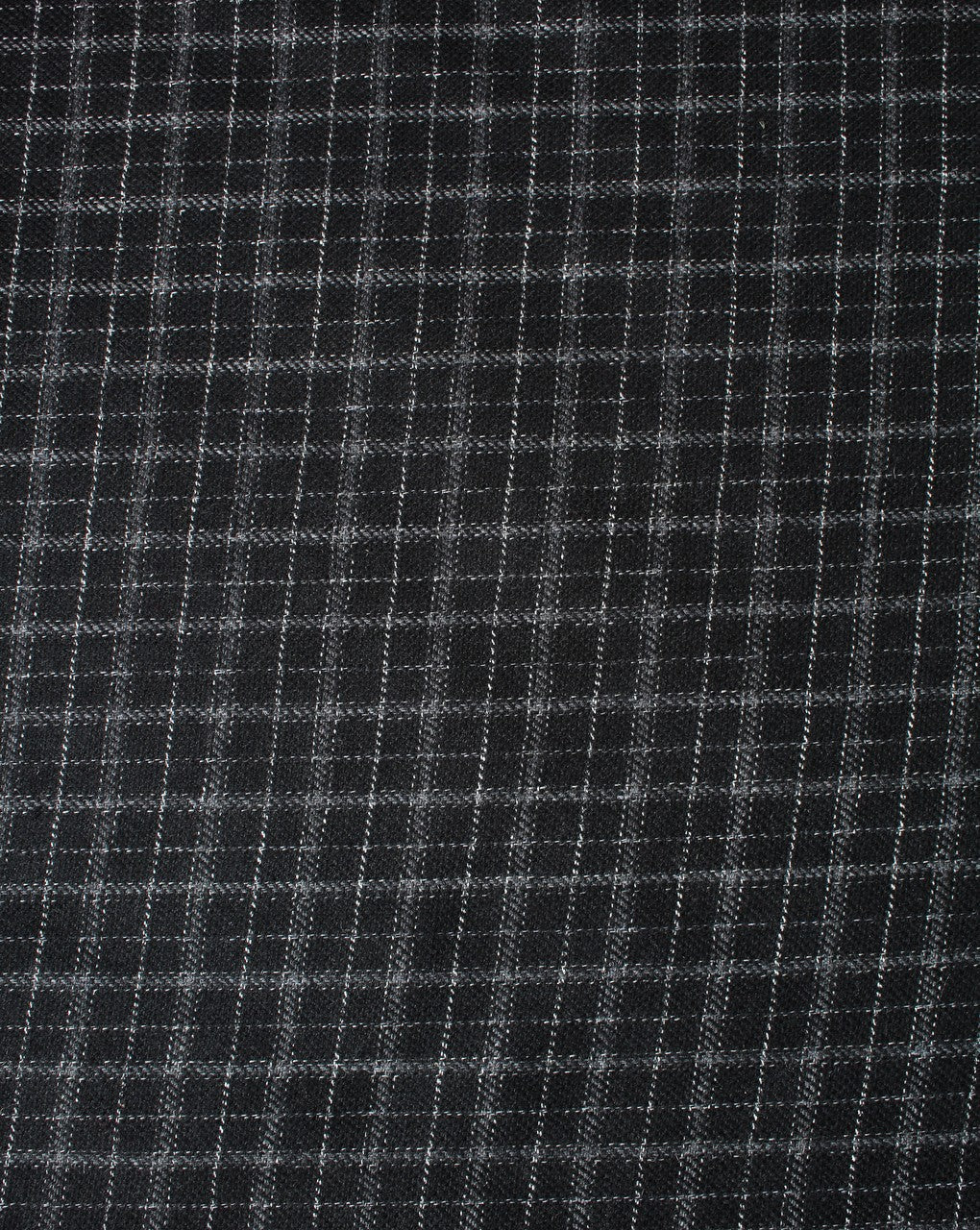 Black And White Checks Woolen Tweed Fabric