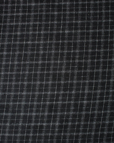 Black And White Checks Woolen Tweed Fabric