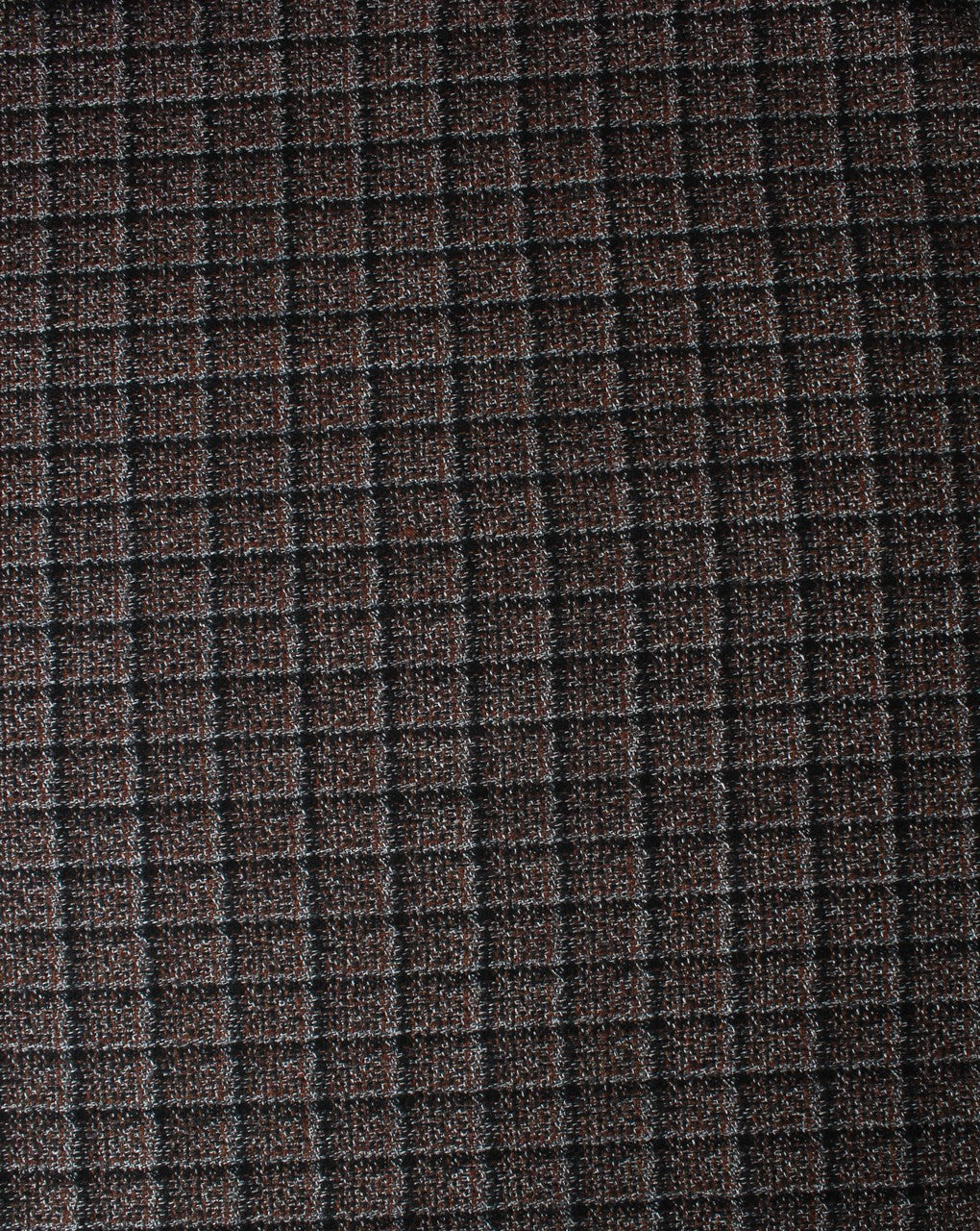 Brown And Black Checks Design Woolen Tweed Fabric