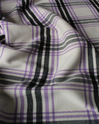 White And Blue Checks Polyester Woolen Fabric