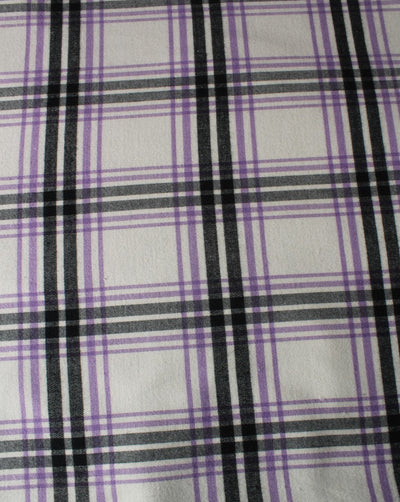 White And Blue Checks Polyester Woolen Fabric