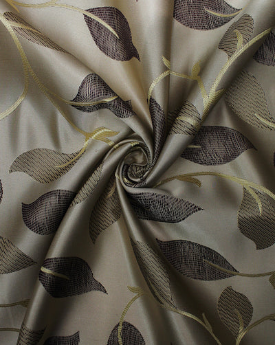 Golden Leaf Design Polyester Dupion Jacquard Fabric