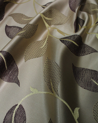 Golden Leaf Design Polyester Dupion Jacquard Fabric