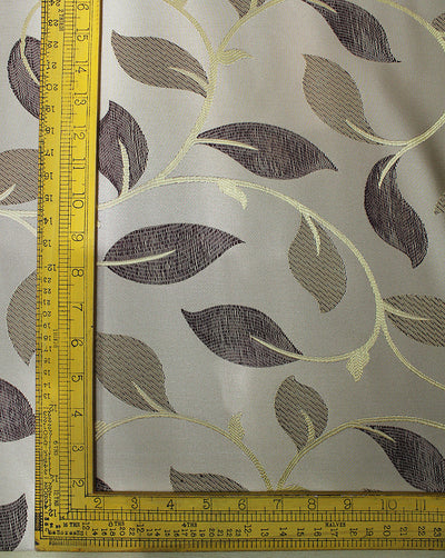 Golden Leaf Design Polyester Dupion Jacquard Fabric