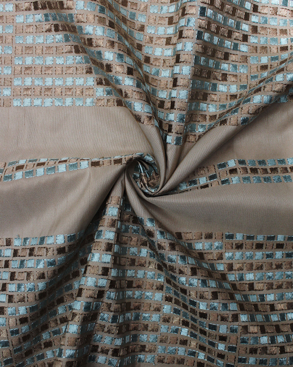 Polyester Dupion Embroidered Fabric