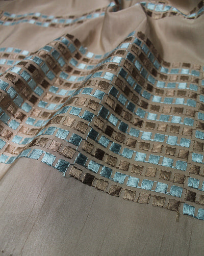 Polyester Dupion Embroidered Fabric