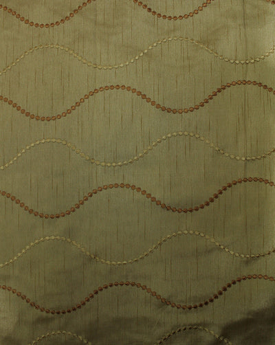 Golden Abstract Design Polyester Dupion Embroidered Fabric
