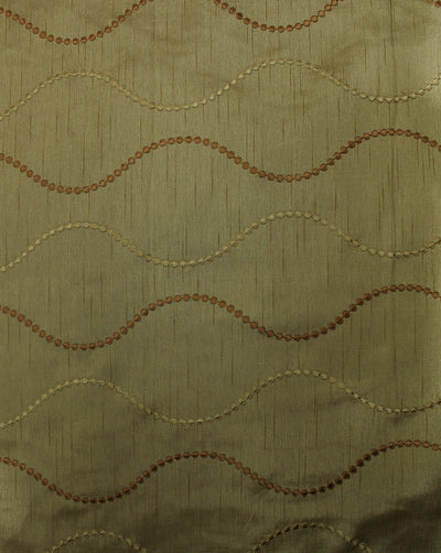 Golden Abstract Design Polyester Dupion Embroidered Fabric