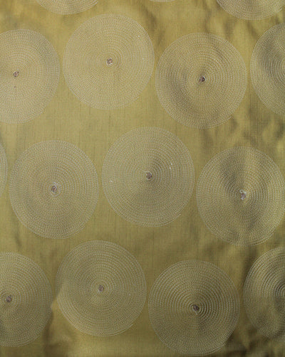Golden Circle Design Polyester Dupion Embroidered Fabric