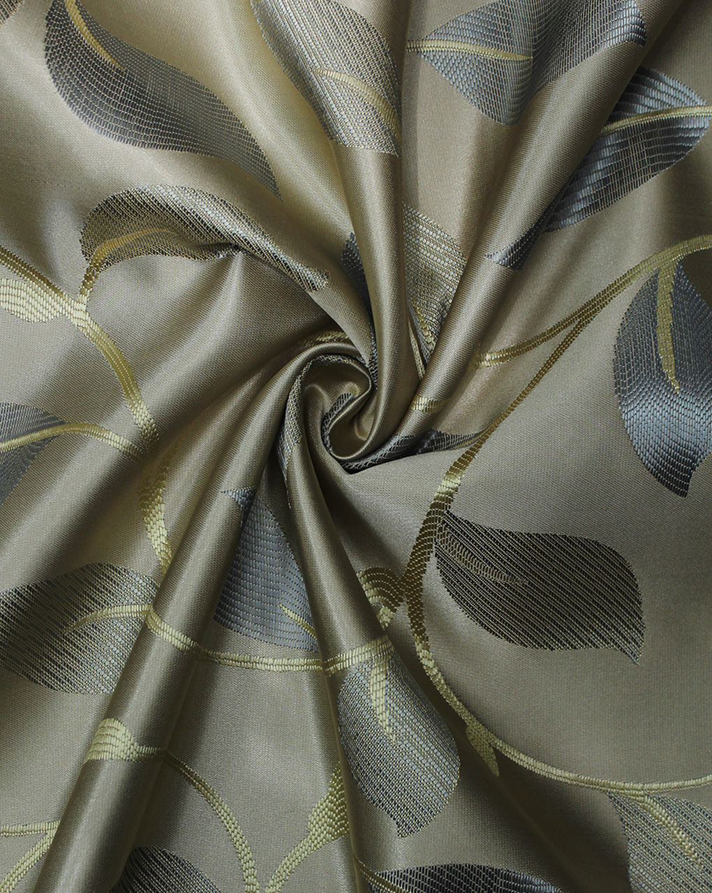 Light Golden Leaf Design Polyester Dupion Jacquard Fabric
