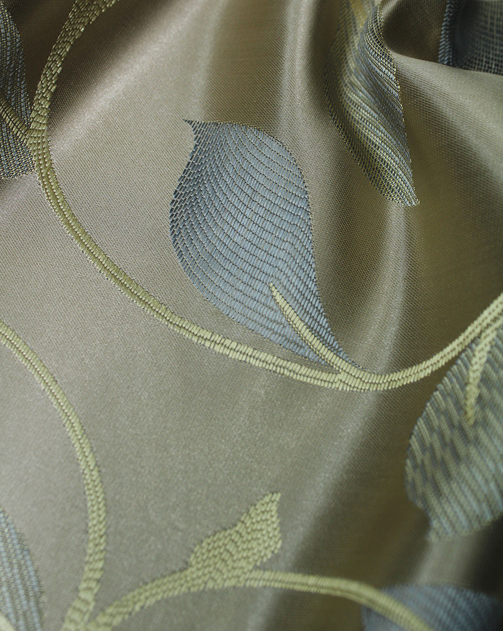 Light Golden Leaf Design Polyester Dupion Jacquard Fabric