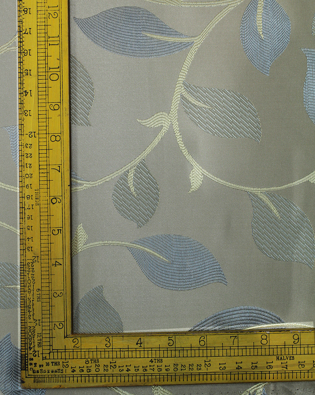 Light Golden Leaf Design Polyester Dupion Jacquard Fabric