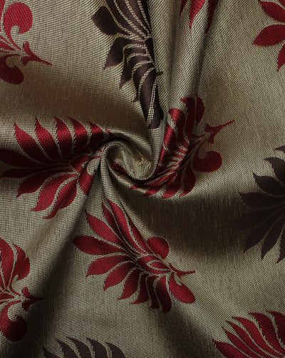 Multicolor Leaf Design Polyester Dupion Jacquard Fabric