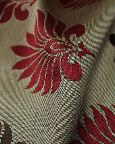 Multicolor Leaf Design Polyester Dupion Jacquard Fabric