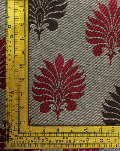Multicolor Leaf Design Polyester Dupion Jacquard Fabric