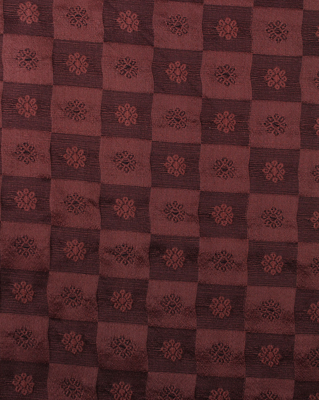 Burgundy Floral Design Polyester Dupion Embroidery Fabric