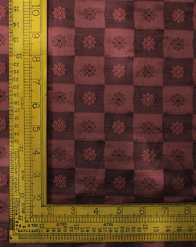 Burgundy Floral Design Polyester Dupion Embroidery Fabric