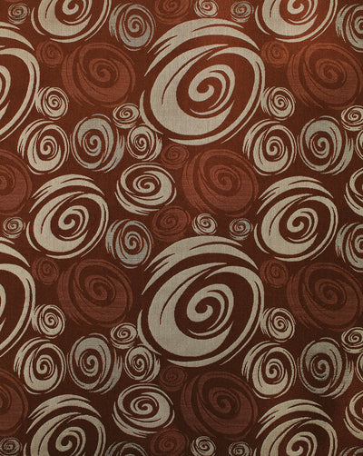 Brown Abstract Design Polyester Dupion Jacquard Fabric