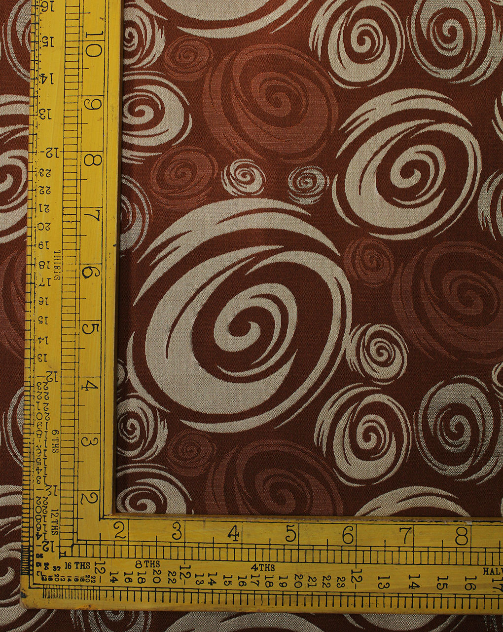 Brown Abstract Design Polyester Dupion Jacquard Fabric