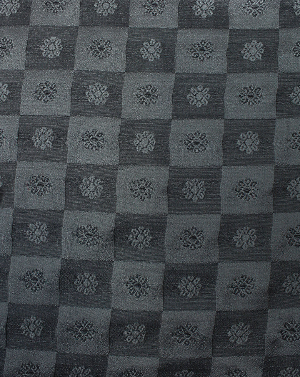 Silver Floral Design Polyester Dupion Embroidery Fabric
