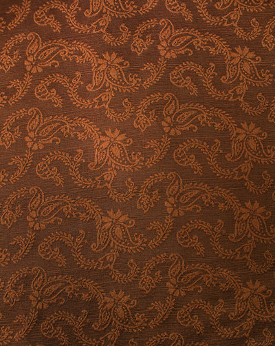 Dark Beige Abstract Design Polyester Dupion Jacquard Fabric