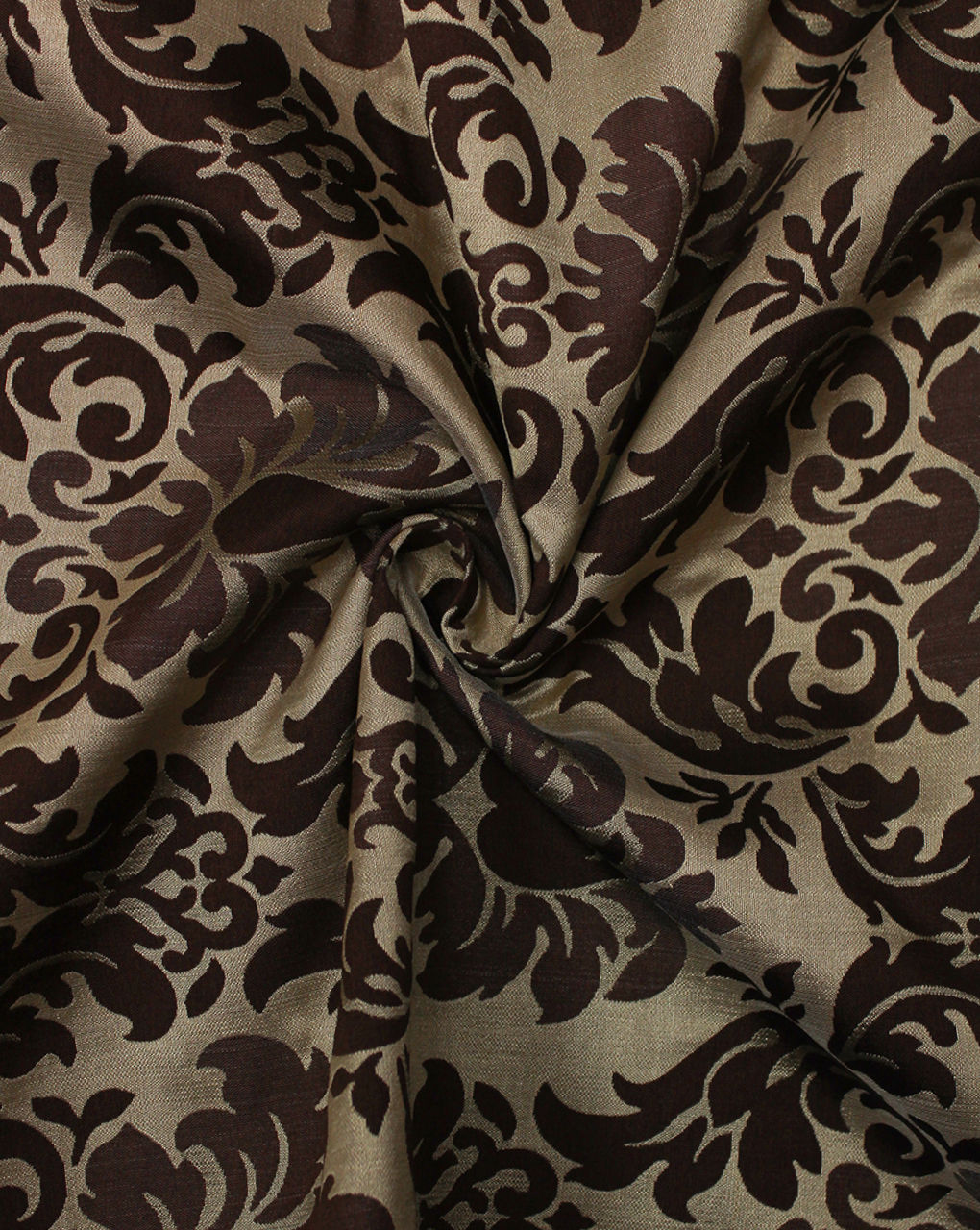 Dark Brown Abstract Design Polyester Dupion Jacquard Fabric