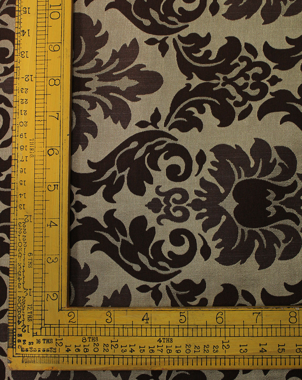 Dark Brown Abstract Design Polyester Dupion Jacquard Fabric